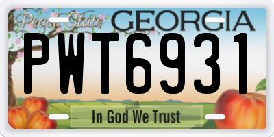 GA license plate PWT6931