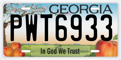 GA license plate PWT6933