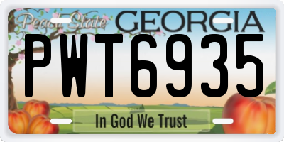 GA license plate PWT6935