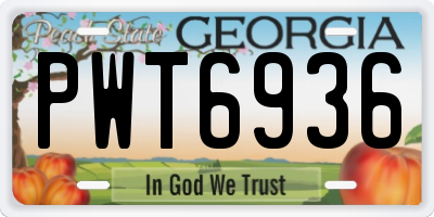 GA license plate PWT6936