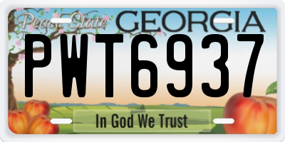 GA license plate PWT6937