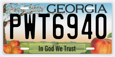 GA license plate PWT6940