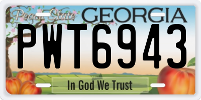 GA license plate PWT6943