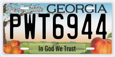 GA license plate PWT6944