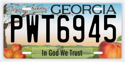 GA license plate PWT6945