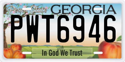 GA license plate PWT6946