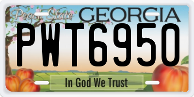 GA license plate PWT6950