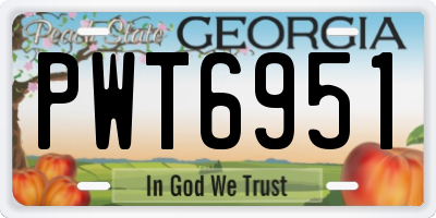 GA license plate PWT6951