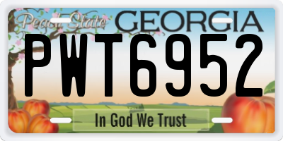 GA license plate PWT6952
