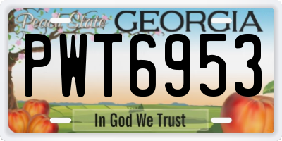 GA license plate PWT6953