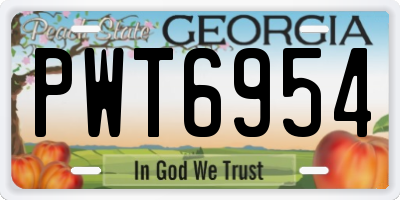 GA license plate PWT6954