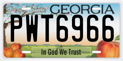 GA license plate PWT6966