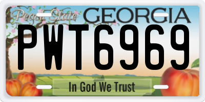 GA license plate PWT6969
