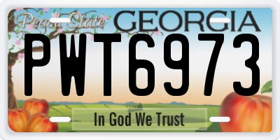 GA license plate PWT6973