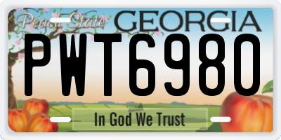 GA license plate PWT6980