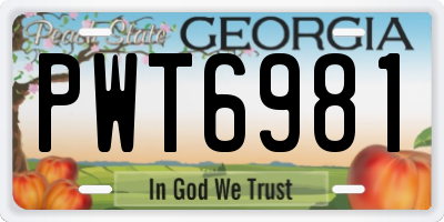 GA license plate PWT6981