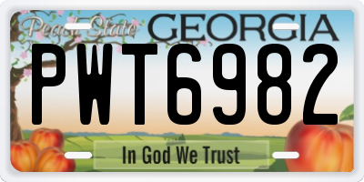 GA license plate PWT6982