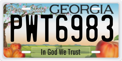 GA license plate PWT6983