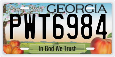 GA license plate PWT6984
