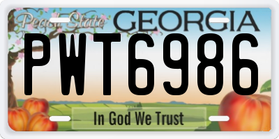 GA license plate PWT6986