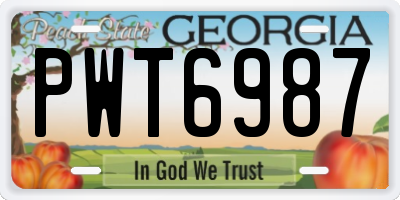 GA license plate PWT6987