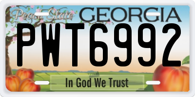 GA license plate PWT6992