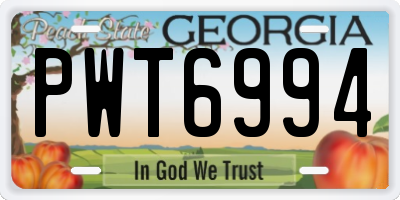 GA license plate PWT6994