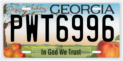 GA license plate PWT6996