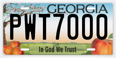GA license plate PWT7000