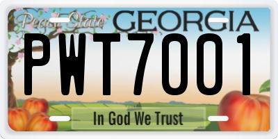 GA license plate PWT7001