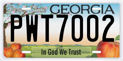 GA license plate PWT7002