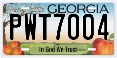 GA license plate PWT7004