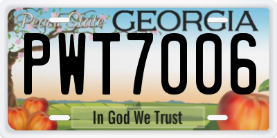 GA license plate PWT7006