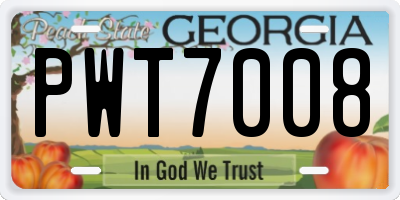 GA license plate PWT7008