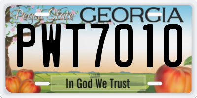 GA license plate PWT7010