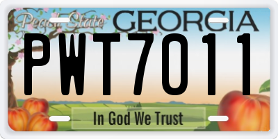 GA license plate PWT7011