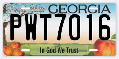 GA license plate PWT7016