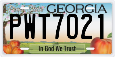 GA license plate PWT7021