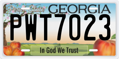 GA license plate PWT7023