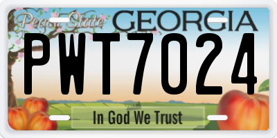 GA license plate PWT7024