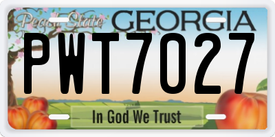 GA license plate PWT7027