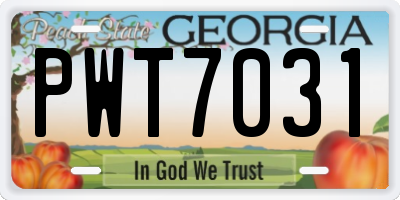 GA license plate PWT7031