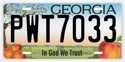 GA license plate PWT7033