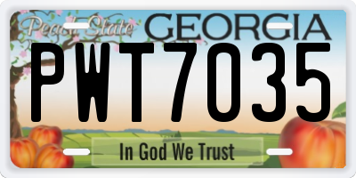 GA license plate PWT7035