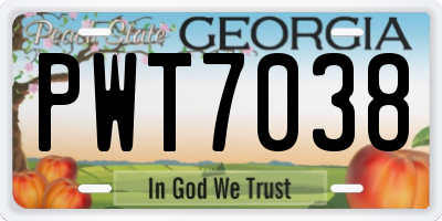 GA license plate PWT7038