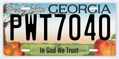 GA license plate PWT7040