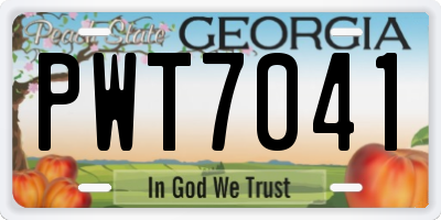 GA license plate PWT7041