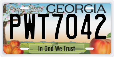 GA license plate PWT7042