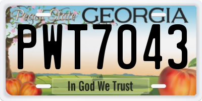 GA license plate PWT7043