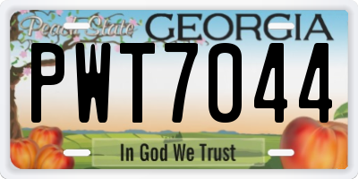 GA license plate PWT7044